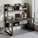 Bureau d'ordinateur multifonctionnel avec étagères intégrées